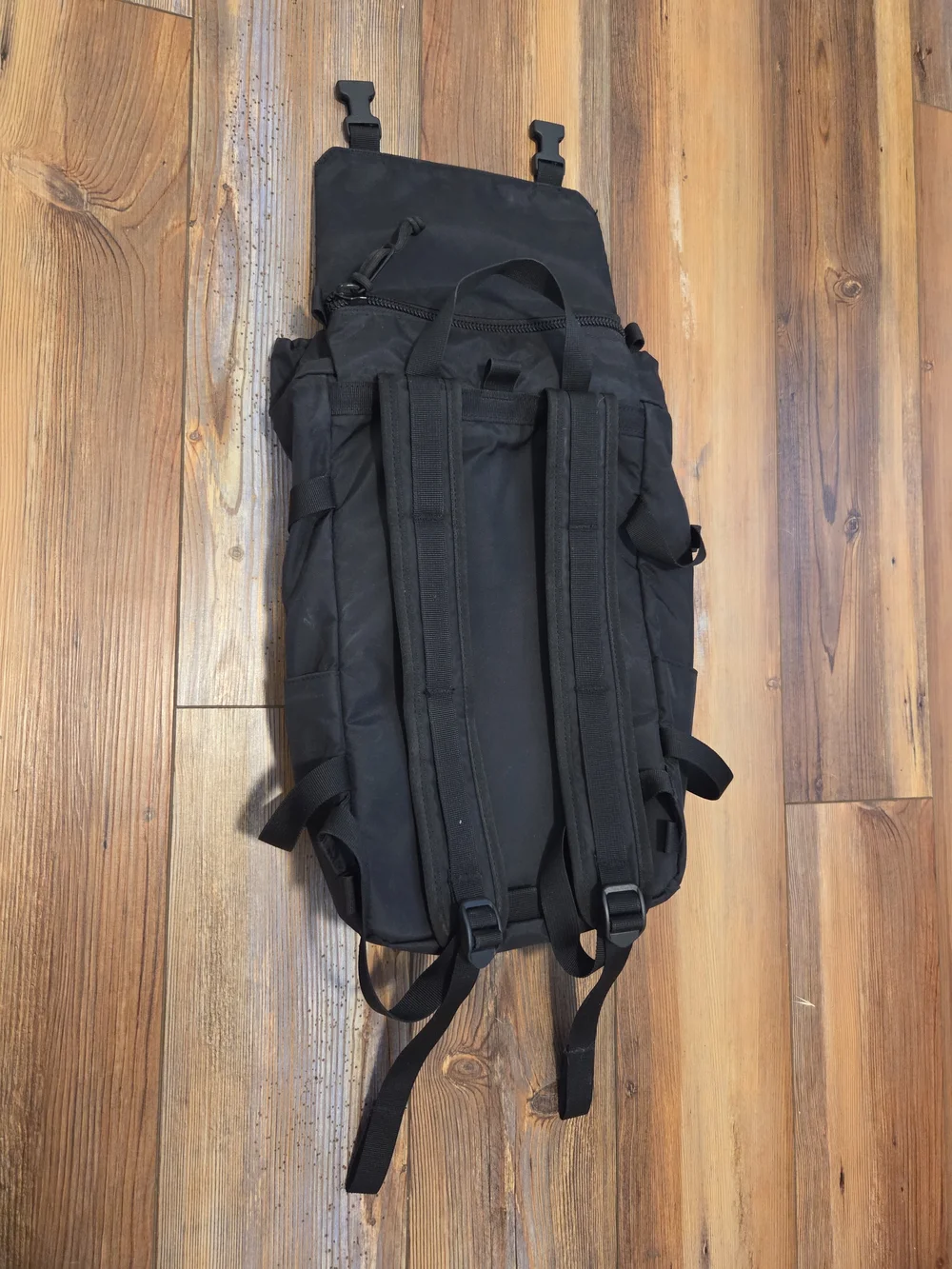 Topo Designs Black Roll-Top Backpack with Front Zip Pocket
